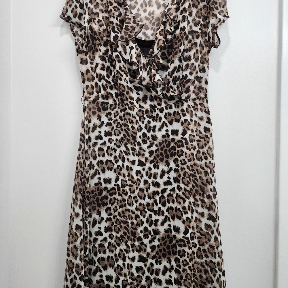 MSK Animal Print Ruffle Midi Dress